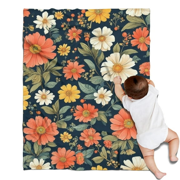 Pioneer Flower Blanket,Comfortable Soft Flannel Throw Blanket,All Season,Warm Lightweight Blankets for Sofa Bed Couch Living Room Chair,30"x40"(80x100cm)