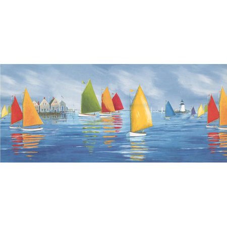 York Wallcoverings Sailboats Regatta Lighthouse  15' L x 10.25'' W Abstract Wallpaper (Best Paint For Raingutter Regatta Boats)