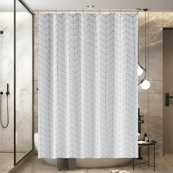 kkbbma Clearance under $5 Shower Curtains For Bathroom, Grey and White Striped Shower Curtain for Bathroom with Hooks, Curtains 71 Inches Long, Weighted Hem,Waterproof Bath Accessories,