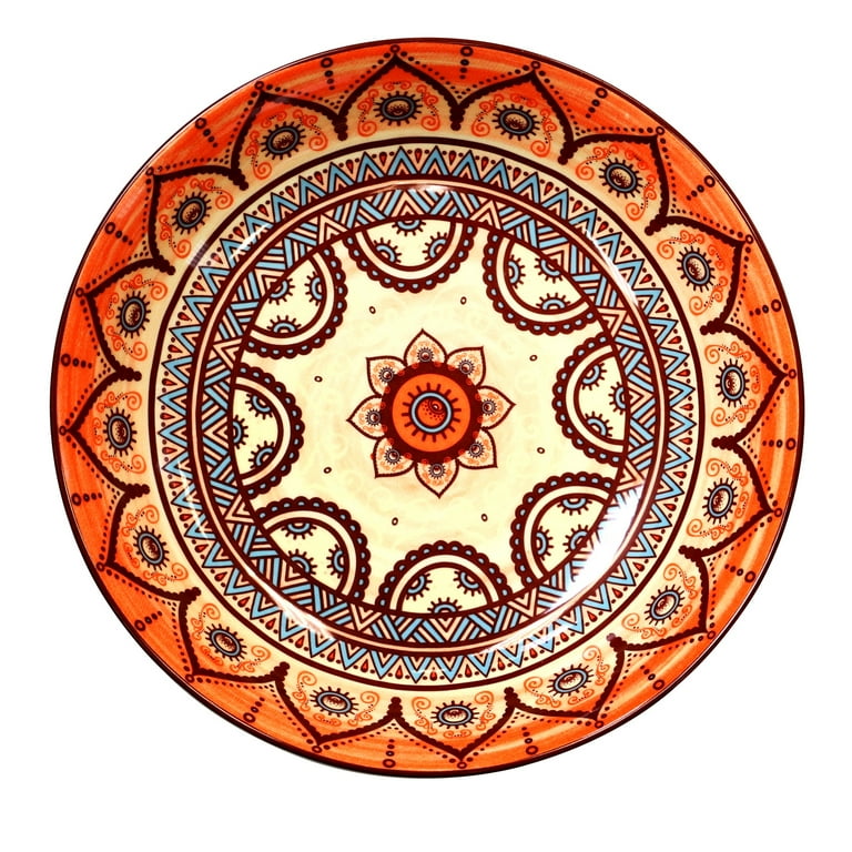 Elama Zen Rust Mozaik 16 Piece Round Stoneware Dinnerware Set