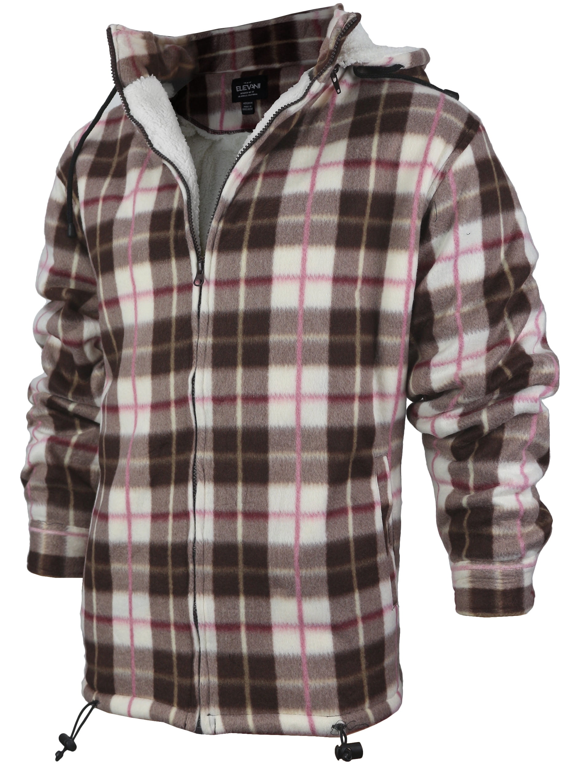 Men's Heavyweight Flannel Zip Up Fleece Lined Plaid Sherpa Hoodie