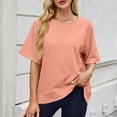thumbnail image 2 of Vynhevius Womens Sweatshirts Crew Neck Raglan Short Sleeve Ribbed Hem Solid Loose Casual Pullover Tops, 2 of 9