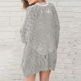 thumbnail image 4 of Siilsaa Womens Crochet Cardigan Sweater Kimonos Boho Solid Color Oversized Summer Open Front Outwear Grey,M, 4 of 5