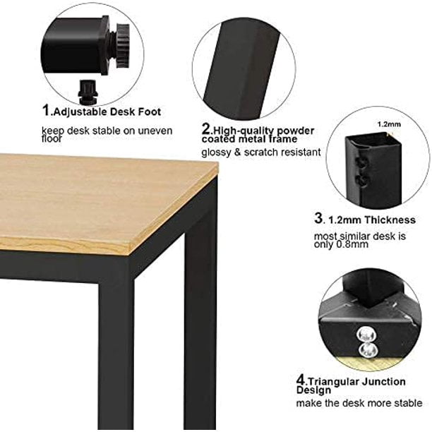 Soges 39 inches Computer Desk for Home Office Activity Table Writing Table for Small Spaces Study Table Student Laptop Desk,Teak Black
