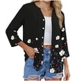 thumbnail image 6 of Danhjin Print Button Down Shirts for Women 3/4 Sleeve Loose Fashion Shirts Casual Going out Fall Summer Spring Tops, 6 of 7