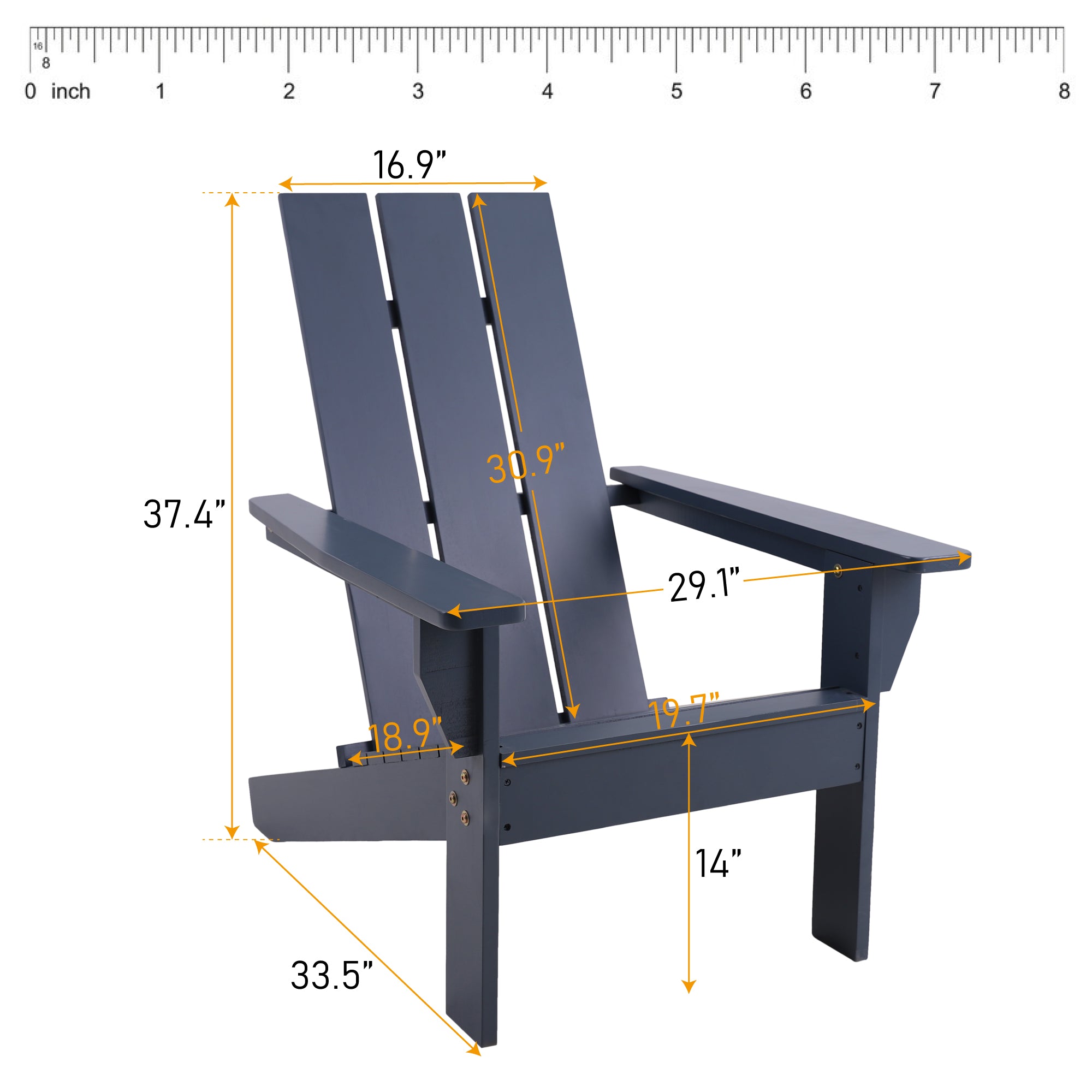 Sophia & William Grey Patio Wooden Adirondack Chair Lounge Chair for Garden Beach Balcony Backyard Lawn - image 3 of 5