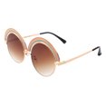 thumbnail image 2 of Rainbow Top Sunglasses Gold Round Circle Oversized Festival Shades UV 400 Brown, 2 of 4