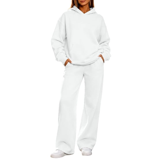 JOANKDMI 2 Piece Women Sweatsuits Long Sleeve Pullover Hoodie and High Waisted Wide Leg Pants Matching Lounge Sets Cozy Fall Trendy Outfits Casual Activewear Tracksuits