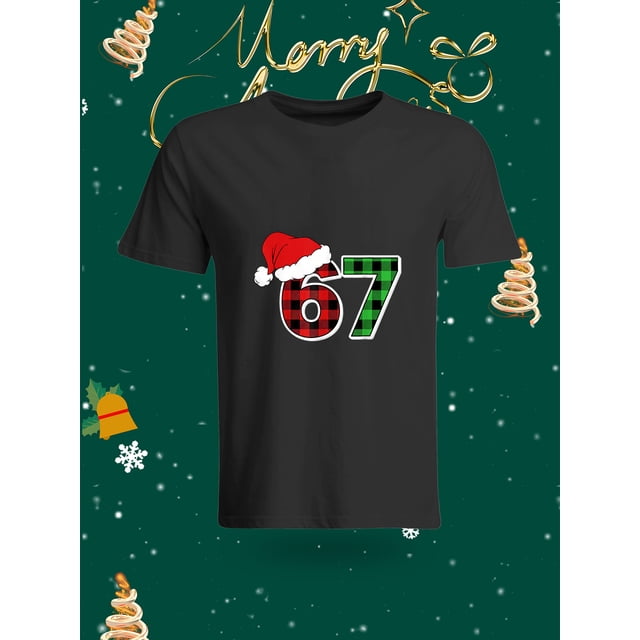 Fashionable and Personalized Christmas Element Candy-shaped Christmas Tree Pattern White T-shirt, Comfortable Short-sleeved T-shirt Full of Festival Atmosphere Suitable for Wearing in the Christmas S