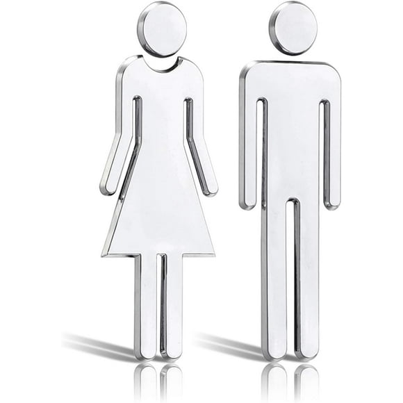 Toilet Door Sign with Self Adhesive for Public Restaurant Hotel Cafeteria Toilet Door
