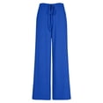 thumbnail image 5 of Women's Elastic Drawstring Waist Pants, Solid Color Casual Lounge Pants, Soft Wide Leg Loungewear for Home, Daily Wear, Relaxed Outfits and Comfort Blue XL, 5 of 7