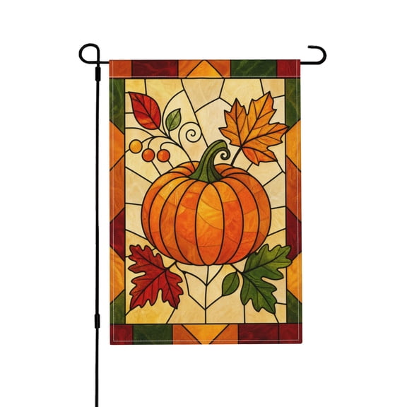 Garden Flag Autumn Pumpkin Leaves Outdoor Decor 12X18 Inch Vintage Style