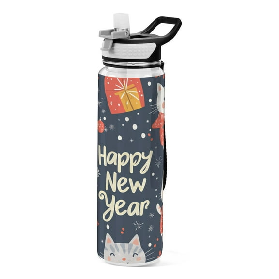 BZSMCE Sport Bottle Festive Feline Celebration Outdoor sports Water Bottle Size: 10.4x3in