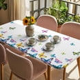 thumbnail image 3 of Vintage Colorful Butterfly Table Cloths for 6 Foot Rectangle Tables, Watercolor Butterflies Farmhouse Patio Waterproof Elastic Fitted Tablecloths, Washable Rectangular Table Cover for Camping, 3 of 8