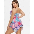 thumbnail image 4 of Plus tamaño de la palma Impresión Cinched Pañuelo Tankini Set Rosegal  Camisetas sin mangas de talla grande, 4 of 5