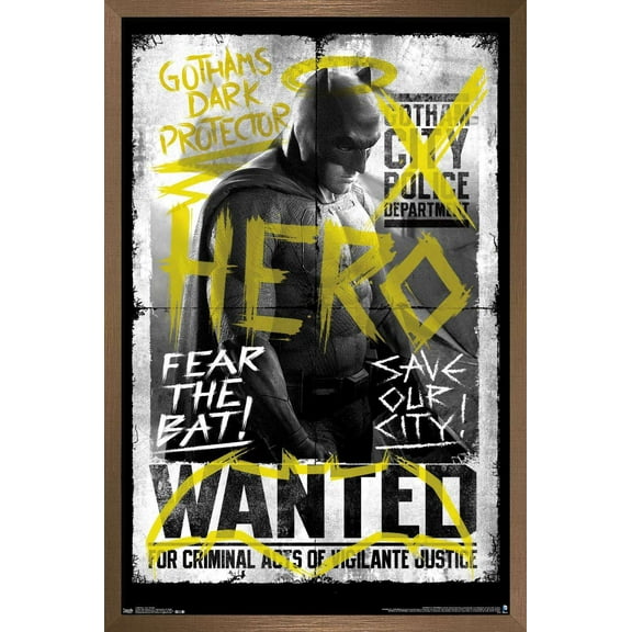 DC Comics Movie - Batman v Superman - Fear the Bat Wall Poster, 22.375" x 34", Framed