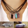 thumbnail image 3 of Opvise Faux Gemstone Rock Natural Quartz Healing Point Chakra Reiki Pendant Rope Necklace, 3 of 8