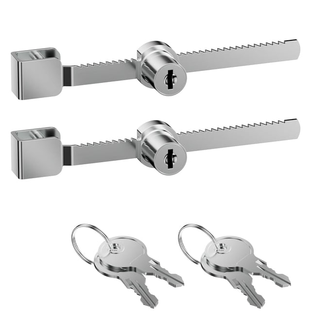 Cerradura de trinquete para puerta corrediza de vidrio con acabado cromado, con llave igual, se adapta a vitrina segura de vidrio de 4-8 mm para gabinetes, tiendas minoristas y uso doméstico, paquete