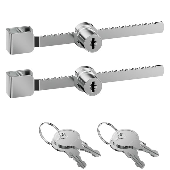 Cerradura de trinquete para puerta corrediza de vidrio con acabado cromado, con llave igual, se adapta a vitrina segura de vidrio de 4-8 mm para gabinetes, tiendas minoristas y uso doméstico, paquete