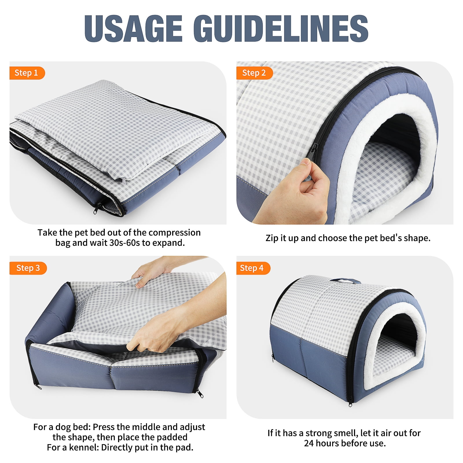 MASBRILL 2-in-1 Dog & Cat Bed with Reversible Pillow – Soft Warm Cozy Pet House for Indoor Small to Medium Dogs with Anti-Slip Bottom, Foldable & Waterproof ,17.7inch
