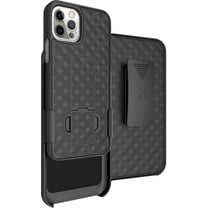 Case with Clip for iPhone 12 Pro Max, Nakedcellphone [Black Tread] Kickstand Cover with [Rotating/Ratchet] Belt Hip Holster Holder Combo for Apple iPhone 12 Pro Max (6.7")