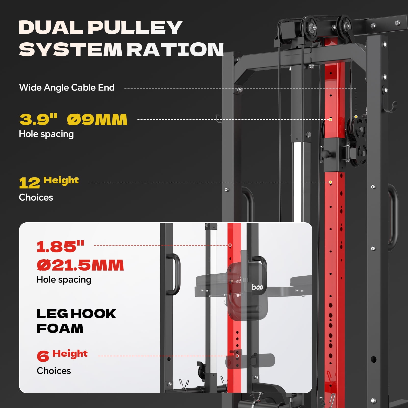 JKANGFIT Home Gym Cable Machine - High/Low Pulley System for Lat Pulldown, Row & Back Workout, with Leg Support | All-in-One Strength Training Equipment for Home Gym