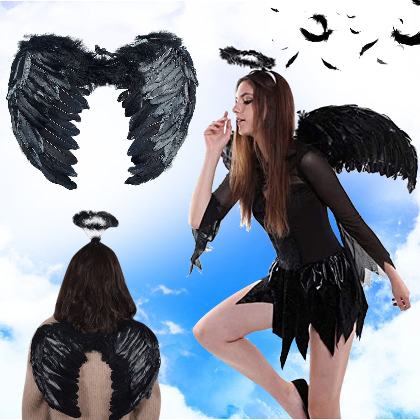 Feather Angel Wings Christmas Halloween Fancy Dress Costume Hen Night Party 
