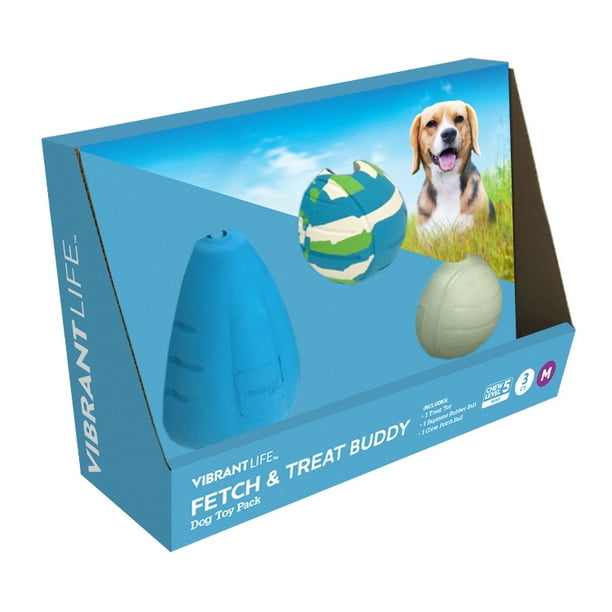 Vibrant Life Fetch & Treat Buddy Dog Toy Pack, Medium
