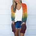 thumbnail image 2 of hoksml Cardigan for Women Fall Fashion Casual Long Sleeve Rainbow Stripe Printed Cardigan Loose Cover Up Open Front Sweaters Jackets with Two Pockets, Womens Cardigan Blouses on Clearance, 2 of 5