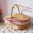 thumbnail image 3 of Simple Cute Wicker Carry-on Handle Storage Baskets Picnic Basket with Lid Fruit Food Basket Home Organization Accessories 2024, 3 of 5