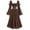 Brown, variant on Yghzkop Womens Gothic A-Line Dress Long Sleeve Flare Ruffle Chiffon Patchwork Faux Leather Corset Waist Square Neck Court Vintage Renaissance formal Halloween Dresses