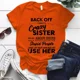 thumbnail image 3 of Camisetas con estampado I Have A Crazy Sister para mujer, ropa informal de manga corta, cuello redondo, Verano, 3 of 5