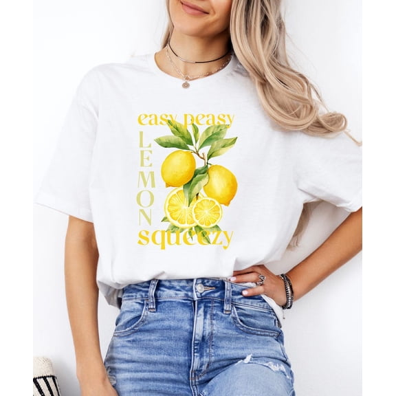 Lemon T-Shirt - Summer, Love, Lemon, Fruits, Women's T-Shirt, Summer Shirt, Cotton T-Shirt, Plant Motif, Cute Vintage Lemon