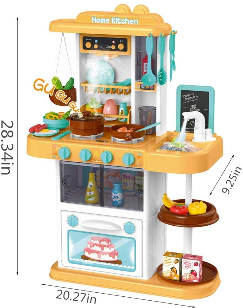 Kitchen Set For Kids Pretend Play Cook W Sound Light Real Spray Drawing And Water Flow 43 Piece Accessory Set Walmart Com