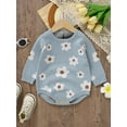 thumbnail image 4 of Wassery Baby Girls Sweatshirts Rompers Flower Print Crew Neck Long Sleeve Bodysuits Infant Fall Jumpsuits Newborn Casual Jumpsuits 0-18M, 4 of 8