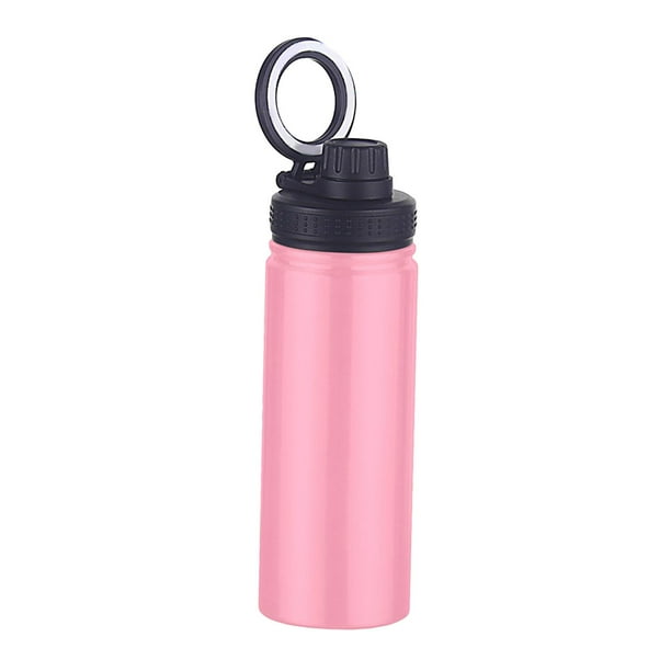 Botella de agua aislada, botella para bebidas con soporte para teléfono, hervidor portátil, para gimnasio Rosa
