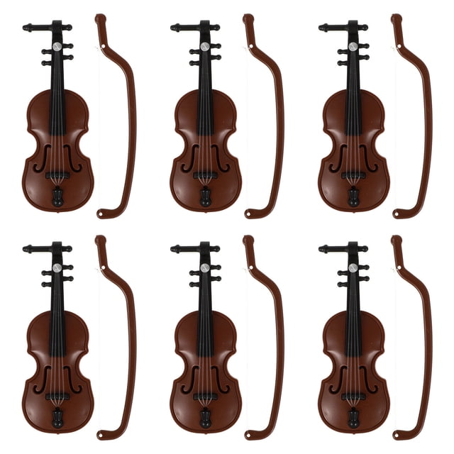 Miangastore Mini Musical Instrument Decorations Mini Plastic Violin Coffee 6Set 3.2X1.2X0.2In