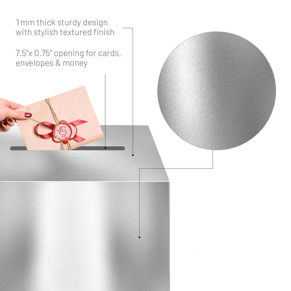 BUTTERFLY- 10"X10" Shining Silver Large Envelope Party Gift Card Money Box Wishing Well,