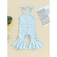 thumbnail image 5 of FEORJGP Kids Girl Summer Rompers 6M 1T 2T 3T 4T Toddler Baby Sleeveless Overalls Daisy Print Jumpsuit Wide-Leg Suspender Pants Bell Bottoms Infant Cute Casual Daily Clothes, 5 of 9