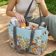 thumbnail image 2 of Pzuqiu Women's Large Quilted Tote Bags, Floral Embroidered & Solid Reversible Lightweight Grey Shoulder Handbags for Work, Shopping, Travel, College, Everyday Use, 2 of 7