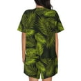 thumbnail image 3 of Picia Tropical Palm Leaves Fern Leaf Pajamas Sets for Women Soft Short-Sleeved Pjs with Lounge Shorts Two Piece Sleepwear-Large, 3 of 9