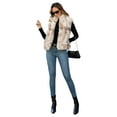 thumbnail image 6 of ieFashion Womens Faux Fur Vest Stand Collar Sleeveless Zip Up Vest Cardigan Top Fuzzy Coats Jacket Fluffy Outwear with Pockets,Khaki,S, 6 of 9