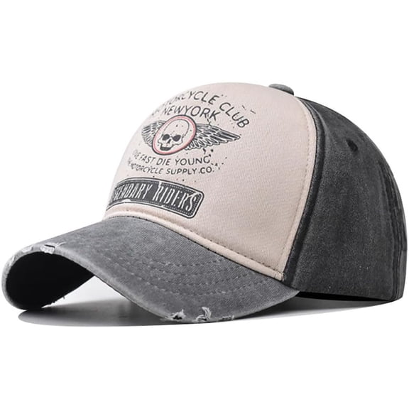 CUKOLSXA Classic Vintage Washed Skulls Printing Cotton Baseball Hat Denim Trucker Hat Men Women Baseball Cap Men Cap for Women Baseball Cap for Men