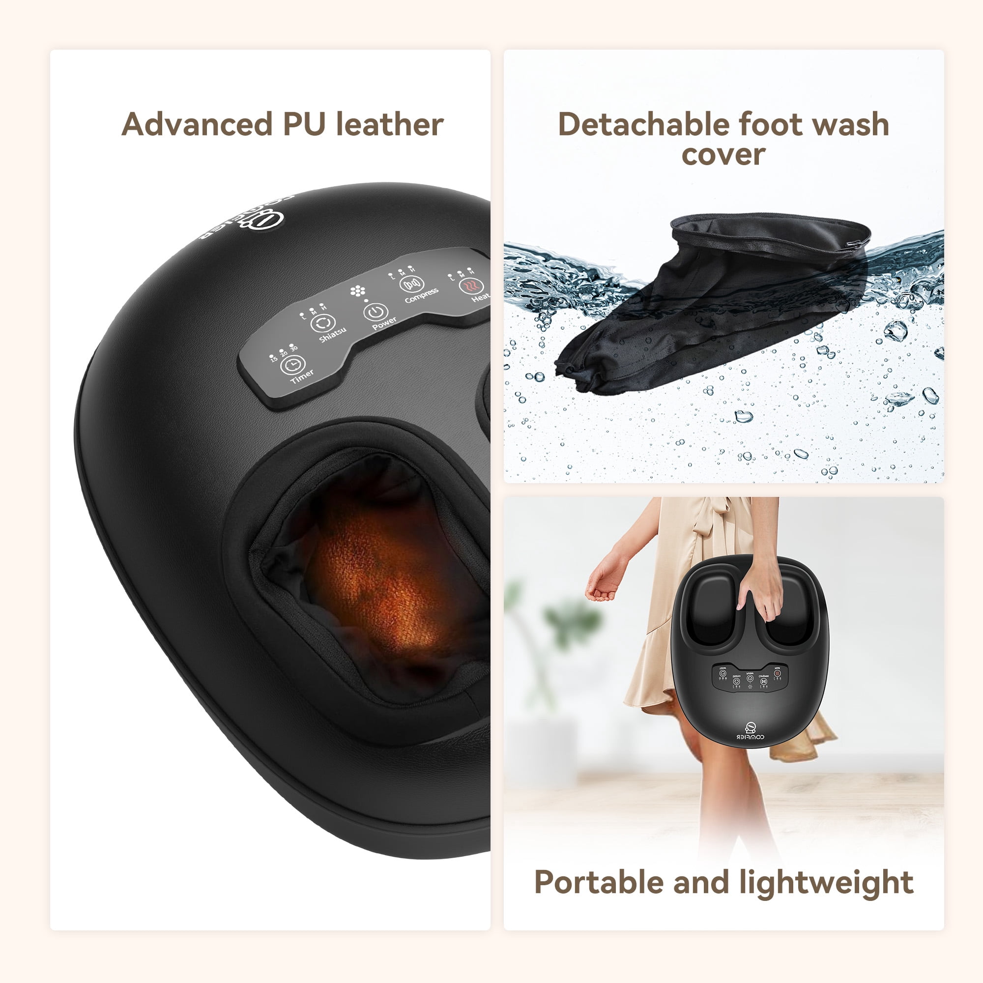 Shiatsu Foot Massager with Heat, COMFIER Feet Massage Machine for Neuropathy Plantar Fasciitis, Size 14