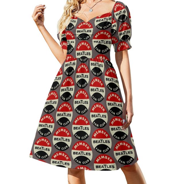 Sixties Beatles Fan Club miembro insignia vestido de manga corta ropa de mujer vestido sensual para mujer vestido de hadas