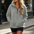 thumbnail image 4 of yardsong Quarter Zip Up Sweatshirt Women Fleece Pullover Oversized Half Zip Tops with Collar Long Sleeve Pocket Sweatshirts 2026 Gray,S, 4 of 8