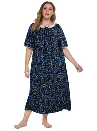 Women Summer Cotton Nightgowns Short Sleeves Loose Plus Size 5XL