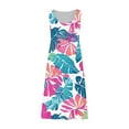 thumbnail image 5 of Dvprdro Womens Sundress Summer Fashion Floral Printed Crew Neck Sleeveless Pleated Flowy Boho A Line Tank Casual Loose Beach Mini Dress, 5 of 5