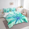 thumbnail image 3 of Feelyou Cartoon Leaf Print Bedding Comforter Set 7pcs, Rustic Botanical Queen Bedding Sets, Aqua Marine Plant Queen Sheet Sets, Ultra Soft Bedroom Decor, 3 of 7