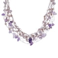 thumbnail image 2 of Elegant Purple Amethyst & Crystals on Silk Multi-Layered Statement Necklace, 2 of 4